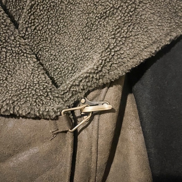 Sam Edelman Metal Clasp Closure Brown Suede-Like Fur Lined Coat Jacket - Picture 5 of 7